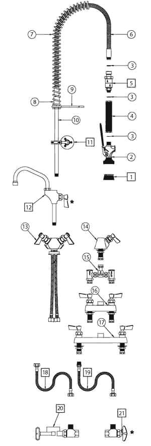 Fisher Pre Rinse Spring Style Deck Mount Components And Options